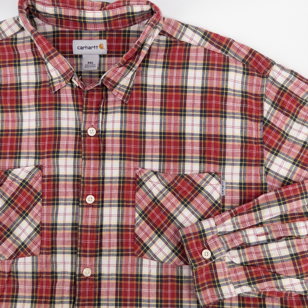 Carhartt Mens‎ XXL Button Down Shirt Red Plaid Long Sleeve Workwear S254 CRI